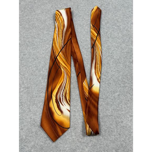 J. Garcia Two Guards Collection Fifty Six Orange Brown Silk Neck Tie - Picture 1 of 6